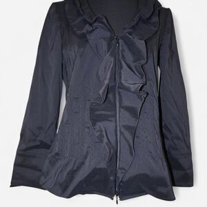 Joseph Ribkoff Women's Black Ruffle Zip Up Jacket